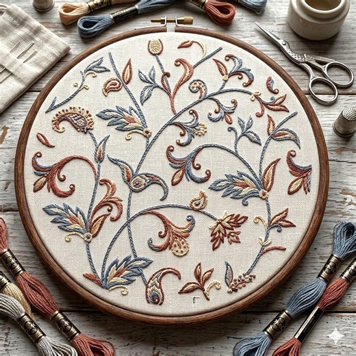 Vintage Paisley Embroidery Pattern PDF, Elegant Botanical Hoop Art, Cottagecore Hand Embroidery Design Download - Etsy