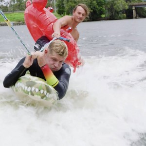 Riding crocodiles and wake surfing with Mick Fanning, Julian Wilson and Cory Teunissen Video by Colective Digital Cinema | World Surf League