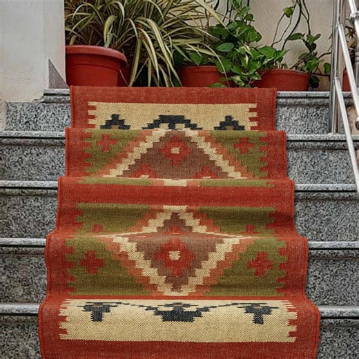 Handwoven Stair Runner - Wool Jute Runner, Kilim Runner Rug, Vintage Tribal Flatweave Hallway Kitchen Runner, Rustic Deor, Boho Entryway Rug - Etsy