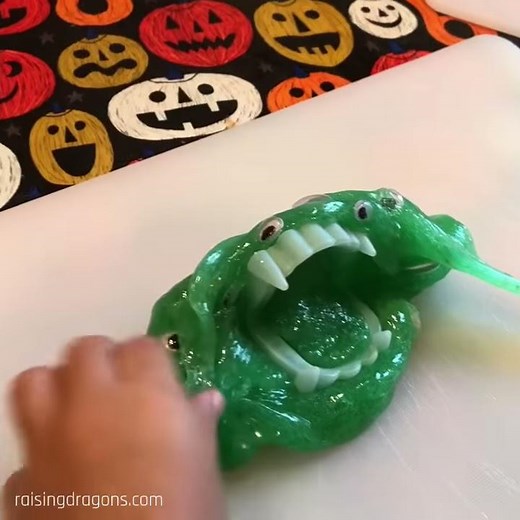 Monster Slime - Creepy Spooky Halloween Slime Recipe for kids - fun kids Halloween. sensory activity