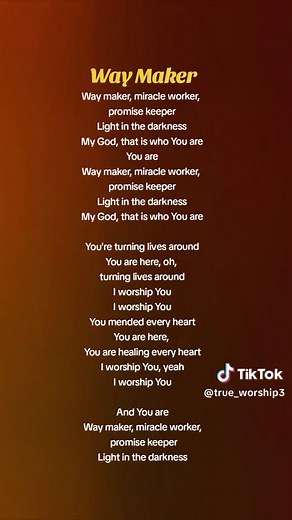 Way Maker Miracle Worker Worship Song with Lyrics