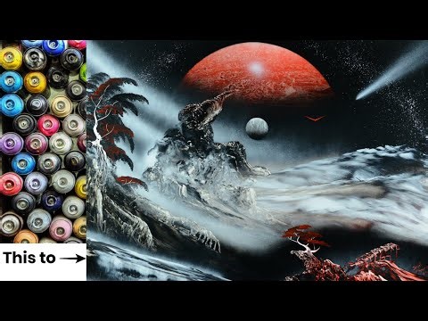 Spray paint art video alien landscapes