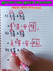 Multiplying Mixed Fractions #math #mathematics #mathreview #mathchallenge #mathwithprincess #mathviral #mathlessons #mathtricks #multiplyingmixedfractions | Math with Princess