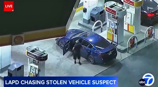 VIDEO: A Man Stopped For Gas During A Police Chase In California and Still Managed To Escape