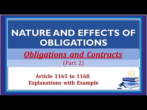Part 2. Nature and Effects of Obligations. Detailed Explanations with Examples on Art. 1165 -1168.