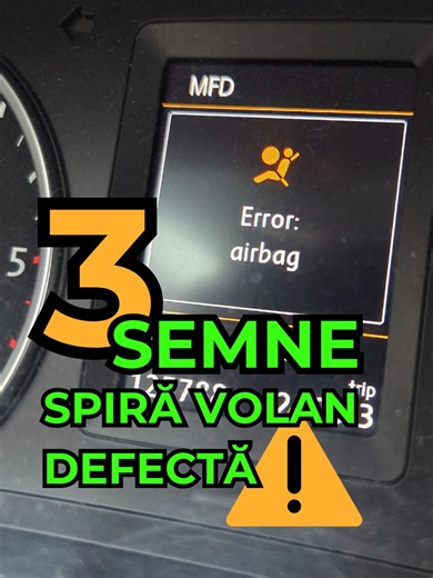 ⚠️ 3 SEMNE CA SPIRA VOLAN LA VW TIGUAN E DEFECTA - AIRBAG APRINS ⚠️ DTC: ⚠️ B10001B - Driver Airbag Igniter - Resistance Too High ⚠️ U108E00 - Control Unit in Steering Wheel -No Communication ⚠️ C110BF0 - Adaptive Cruise Control Sensor -Limited Visibility ⚠️ U021200 - Lost Communication With Steering Column Control Module Volkswagen Tiguan 5N ⚠️ Erori simultane: ❌ Airbag nefunctional ❌ Claxon nefunctional ❌ Comenzi volan nefunctionale | Reparatii spirale volan DB Lazuri
