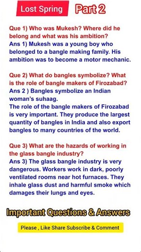 Lost Spring Important Questions & Answers | Board Exam 2026