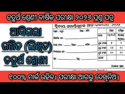 Class 4 Annual Exam 2026 Math Real Question Paper//Chaturth Shreni Barshika Pariksha Ganita Question