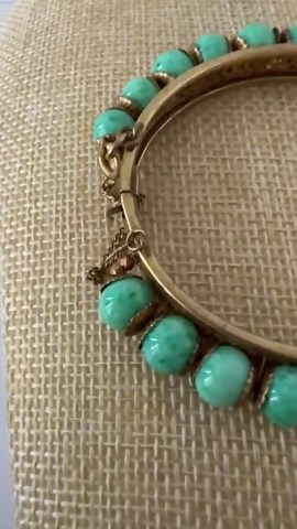 Vintage Miriam Haskell Turquoise Bead Gold Tone Hinged Bangle Bracelet - Etsy