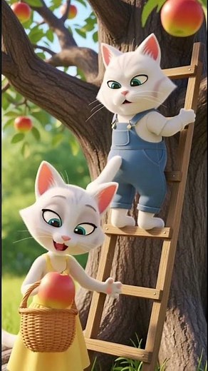 Short & Cheerful The Cutest Apple Picking Adventure Ever! 😻 Red Apples Await! #cutecat #3danimation