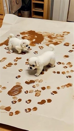 “Puppy Footprints on a Giant Canvas 🌊🐾” #adorable #puppies #kitten #doglove #cutedogs #healing