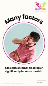 Understanding the multifaceted origins of internal bleeding underscores the importance of identifying risk factors, such as alcoholism, clotting disorders, cancer, medication use, and surgical complications. Prevention efforts encompass a range of interventions, from lifestyle changes. Consult your healthcare provider immediately in case of any concerns. #RisksOfInternalBleeding #PreventingInternalBleeding #InternalBleeding #HeartMitra | Heart Mitra | Facebook