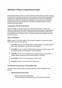 TDS Return Filing- A Comprehensive Guide - SlideServe