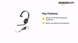 Plantronics - 207577-03 Blackwire C5210 Headset - Mono - USB Type A - Wired - 20 Hz - 20 kHz - Over-The-Head - Monaural - Supra-Aural - Noise Cancelling Microphone
