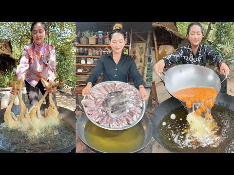 Amazing cooking skill: Duck fry, Crispy squid, Fry egg stir fry cooked rice | Sros cooking show