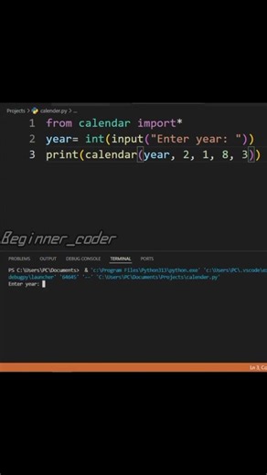 Simple code to make Calendar in python. #python #programmer #coding #calendar #computereducation