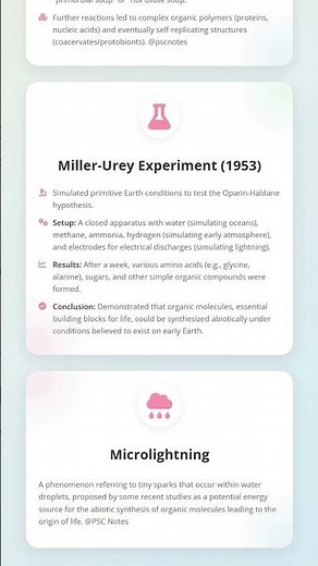 Origin of Life: Chemical evolution, abiogenesis, Oparin-Haldane hypothesis, Miller-Urey experim...
