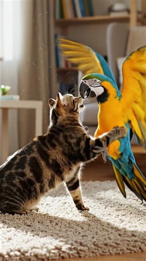 Cat vs Macaw