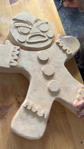 I’m finally at the detail stage of this gingerbread man carving, and...