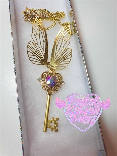 Gold Magical Fairy Winged Heart Key Necklace - Etsy