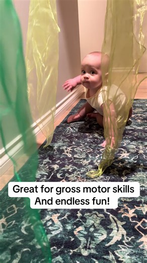 Easy rainy day gross motor activity for baby! 🌧️ this kept my son entertained and I only needed a few things to get this up! #babyactivities #momtips #momlife #toddleractivities #sensoryplay