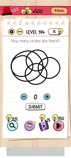 brain test level 194 - how many circles are there ?