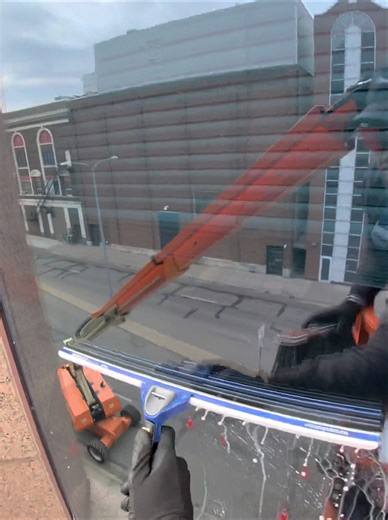 Boom lift #windowcleaning #satisfying #work #cleaning #shorts #diy #howto #squeegee #boomlift #usa