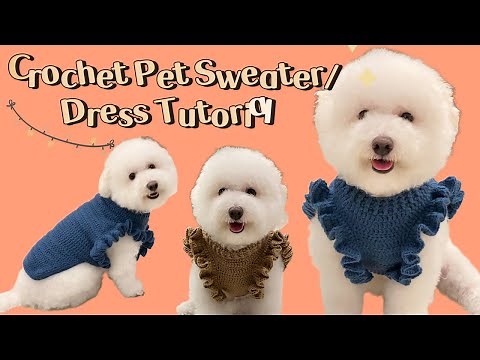 Crochet pet ruffle sleeve sweater/dress tutorial