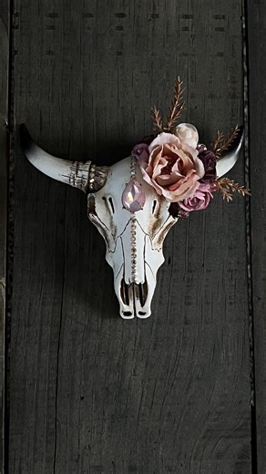 Decorated Cow Skull. Faux Mini Steerhead. Country Themed Wedding. Western Wedding Cake Topper. Cattle Wall Art. Boho Hippie Home Decor. - Etsy