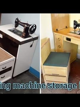 Stitching machine box woodf #Compact Sewing machine" Sewing table" Sewing machine storage ideas ?