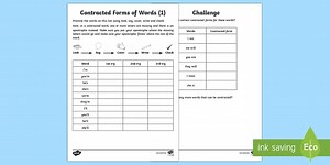 Spelling Practice: Contracted Forms of Words Activity Sheet (Ages 6 - 7)