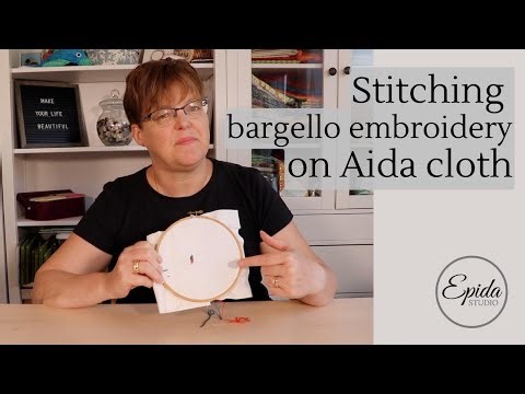 Stitching bargello embroidery on Aida cloth