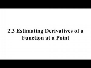 2.3a Estimating Derivatives of a Function at a Point