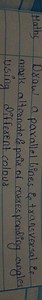 Maths Draw a parallel lines \& transversal \&e mark alternate \... | Filo