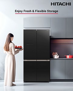 What's on your menu tonight? Whatever it is, the Hitachi 4 Door Deluxe Refrigerator keeps your ingredients fresh and ready. Dual Fan Cooling ensures even air distribution, and the Selectable Zone gives you more flexibility to store and organise chilled items to create anything you desire. ​ #Hitachi #HomeAppliances #HitachiHomeAppliances #Refrigerator | Hitachi Home Appliances
