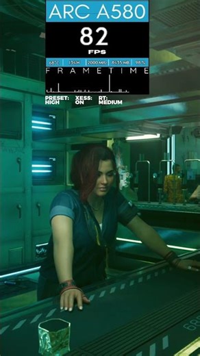 Inside AFTERLIFE in Cyberpunk 2077 all settings 1080p on Intel Arc A580 with XeSS + FG #cyberpunk