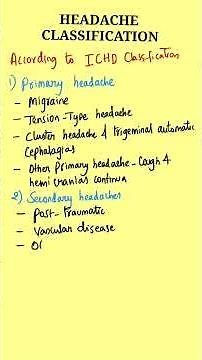 Headache Classification | Classification of Headache (ICHD)