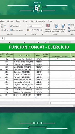 Función CONCATENAR O CONCAT en excel - Ejercicio #especializacionenexcel #excel #excel365 #microsoftexcel #ExcelProfesional #excelbasico #excelfacil #AprendeExcel #aprenderexcel #excelpro #ExcelOnline #ExcelIntermedio #excelfunctions #funcionesexcel #cursoexcel #exceltutorial #ProgramaExcel