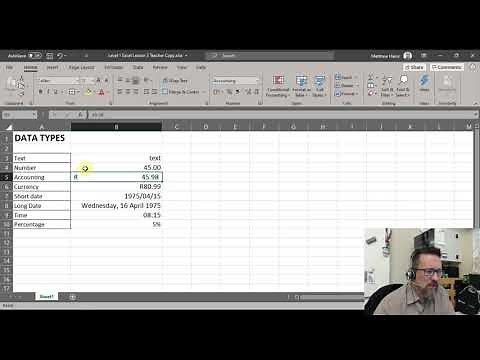Level 1 Excel Lesson 3: Data types in Excel