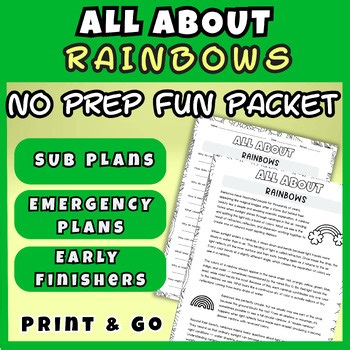 Spring Reading Comprehension Rainbows Activities St Patricks Day Sub Plans 6-8