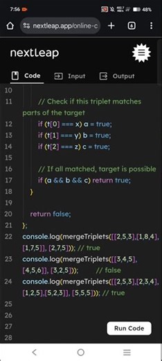 Merge Triplets to Form Target Triplet | LeetCode Problem Explained in JavaScript | Coding