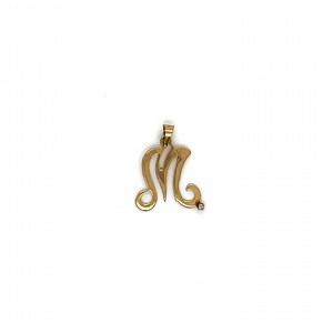 Vintage 14k Yellow Gold Script "m" Charm With Diamond Accent - Etsy