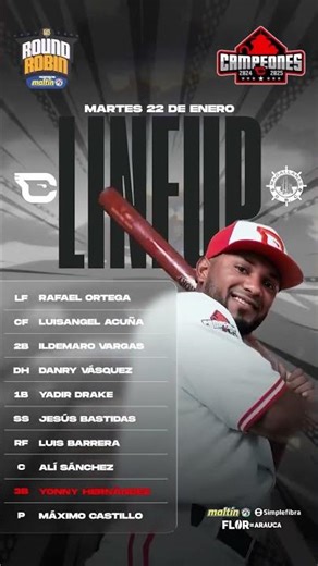 Este es nuestro lineup para el encuentro vs Navegantes del Magallanes