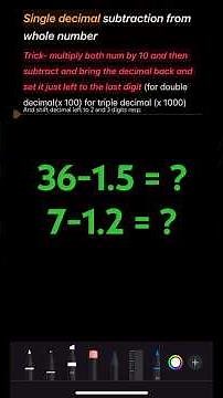 Subtract decimals from whole numbers #cleflearn #subtraction #maths #mathstricks