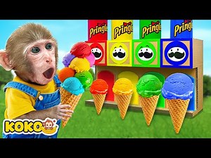 Monkey Koko Challenge Vending Machine And Try Rainbow Ice Cream | KUDO KOKO CHANNEL