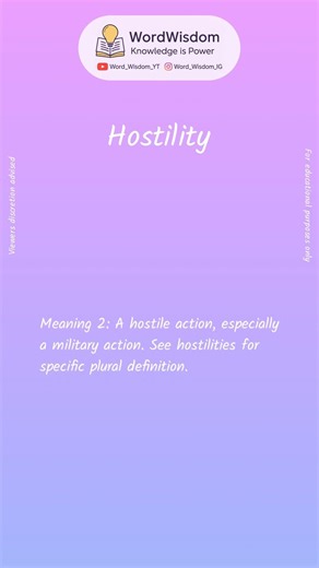 What does "Hostility" mean? | English vocabulary shorts | #hostility #wordwisdom