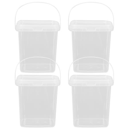 4pcs Thickened Clear Square Ice Cream Tub Ice Cube Buckets Ice Cube Storage Container with Lid - Walmart.ca