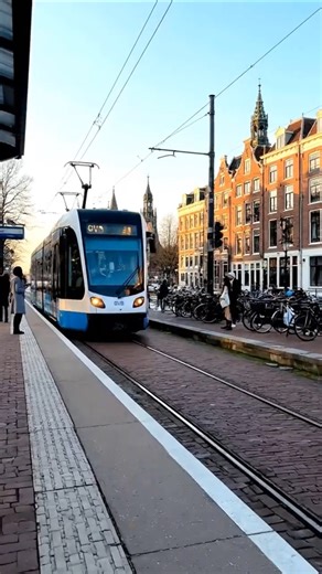 Amsterdam Tram Platform Walk POV – Spring Morning Commute