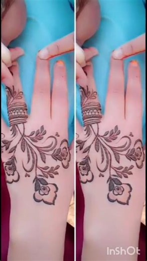 easy flower menhdi design ❤️ back hand 🥰 short # video