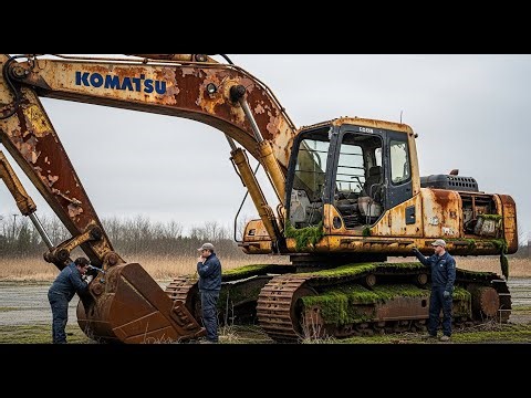30-Year-Old KOMATSU Excavator Restoration: From Scrap to Giant Machine by a Genius!